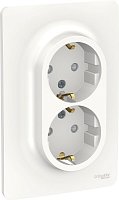 Розетка с заземлением Schneider Electric Unica New 1-м. 2 мод. шторки белый